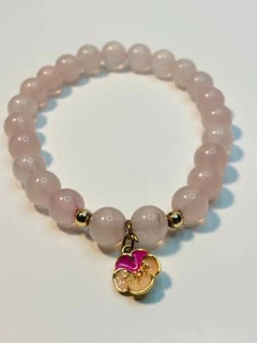 18K Gold Flower * Rose Quartz Beads